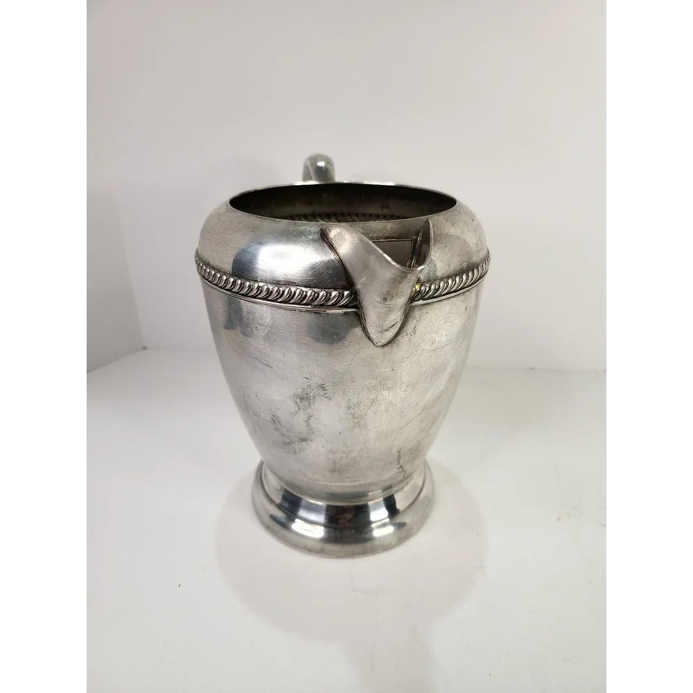 Vintage FB Rogers Silver Co Silver on Copper Pitcher 1807 Gadroon Trim 7in